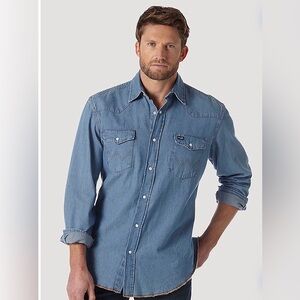 Wrangler Men’s Pearl Snap Western Work Shirt|Medium